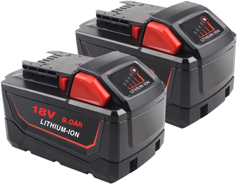 2Pack 9.0Ah 18V Li-ion Replacement Battery for Milwaukee 18Volt 48-11-10 48-11-1820 48-11-1828 48-11-1840 48-11-1860 48-11-90