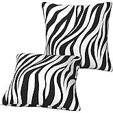 Nezweld Zebra Print Striped Pillow Cover 16x16 Set of 2,Black and White Throw Pillow Covers Farmhouse Outdoor Pillow Cushion Case for Couch Living Room Bedroom Bed Sofa Modern Home Decor