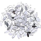 diyhub 200Pcs Stainless Steel Flat Oval Charms Blank Stamping Tags Charms for Bracelet Necklace Jewelry Making