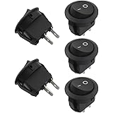 uxcell 5 Pcs SPST Black Button On/Off Round Rocker Switch AC 6A/250V 10A/125V