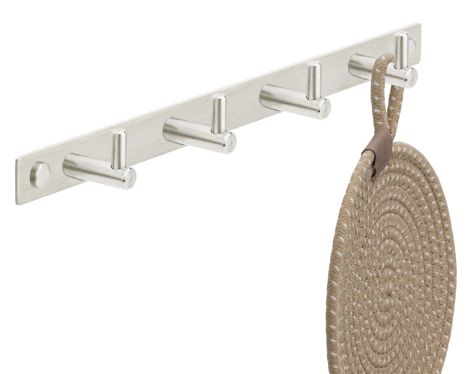 Brushed Stainless Steel Clothes Hooks / Coat hooks / Wall Hooks with 1 / 4 / 6 / 8 / 10 Hooks, Length Can Be Selected, Model: *2* JULIA, 4 Haken (Länge 310 mm)