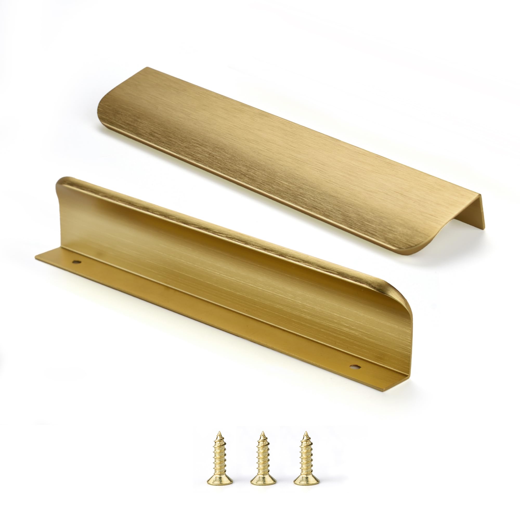 Photo 1 of sunlithor Edge Finger Tab Pull for cabinets Kitchen Concealed Drawer pulls Aluminum Hidden Back Mount Door Handle for Home 10Pack Modern Brushed Gold 7.87" Overall Length Easy Installation