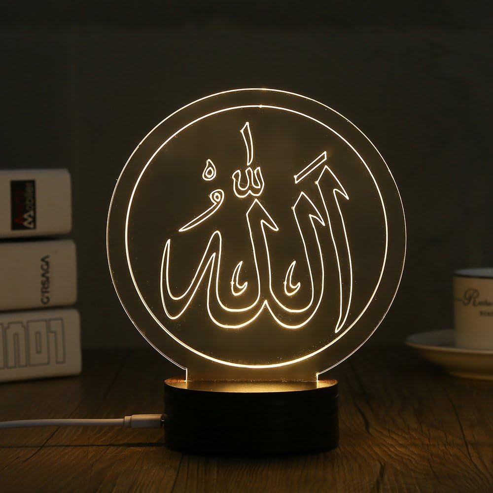 Moslem Acrylic 3D Table Lamp Micro USB Mood Bulbing Light For Muslim Festival