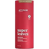 ATTITUDE Plastic-Free Deodorant, EWG Verified, Aluminum Free, Vegan Naturally Sourced Body Deodorants for Women & Men, Dermatologically Tested, Vine Leaves and Pomegranate, 3 Ounces