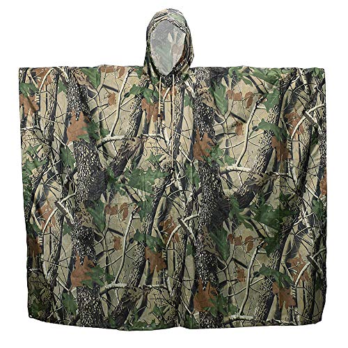 LOOGU Leichter wasserdichter Regenponcho mit Kapuze Camouflage Design Ripstop Mehrzweck Regenmantel für Männer und Frauen Regencape schnell trocknend wiederverwendbar Für Camping Angeln Jagd Events – Bild 6