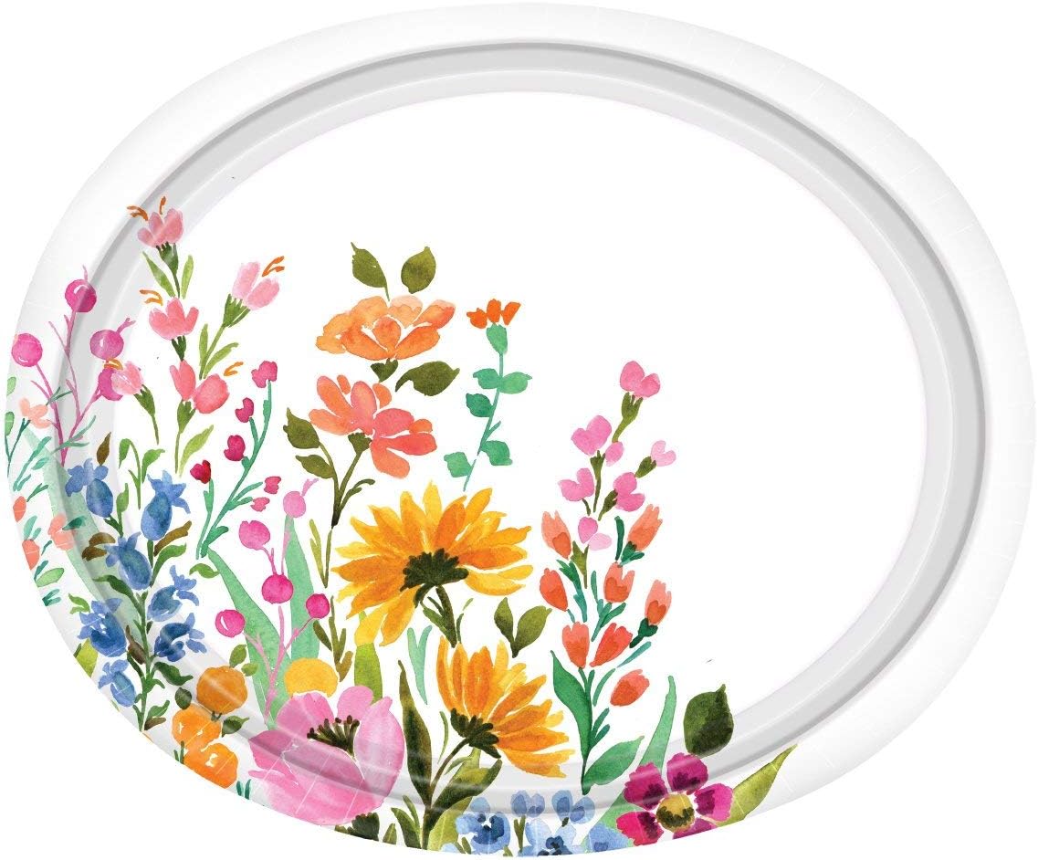 Floral Design Paper Plates - 12