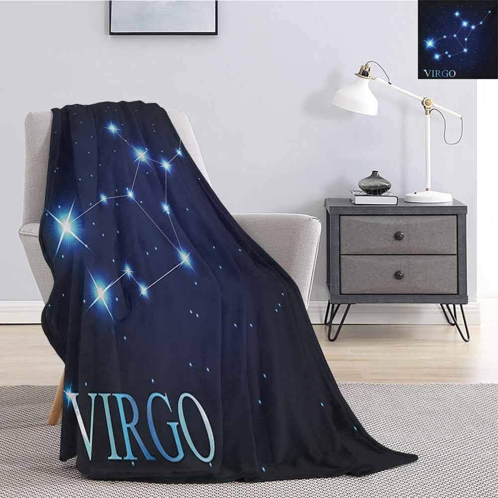 Virgo Bedding Microfiber Blanket Virgo Constellation Alignment of Stars Universe Themed Galactic Illustration Super Soft and Comfortable Luxury Bed Blanket W60 x L70 Inch Indigo Blue White