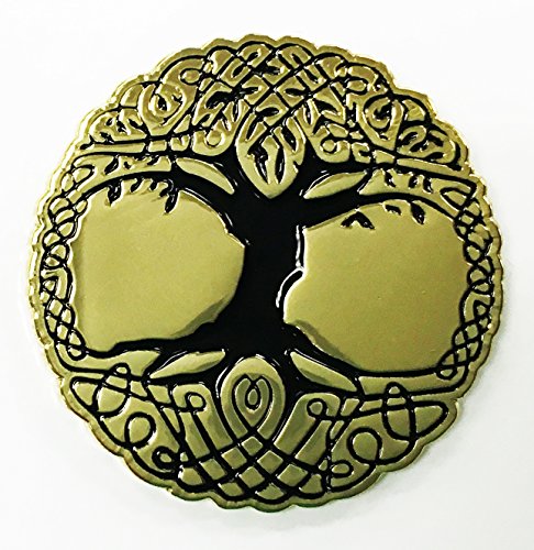 The sacred tree of life gold enamel lapel pin