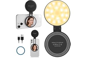 UEGOGO Magnetic Selfie Light with Mirror for iPhone, MagSafe Compatible LED Fill Light, CRI≥95, Foldable LED Phone Ring Light
