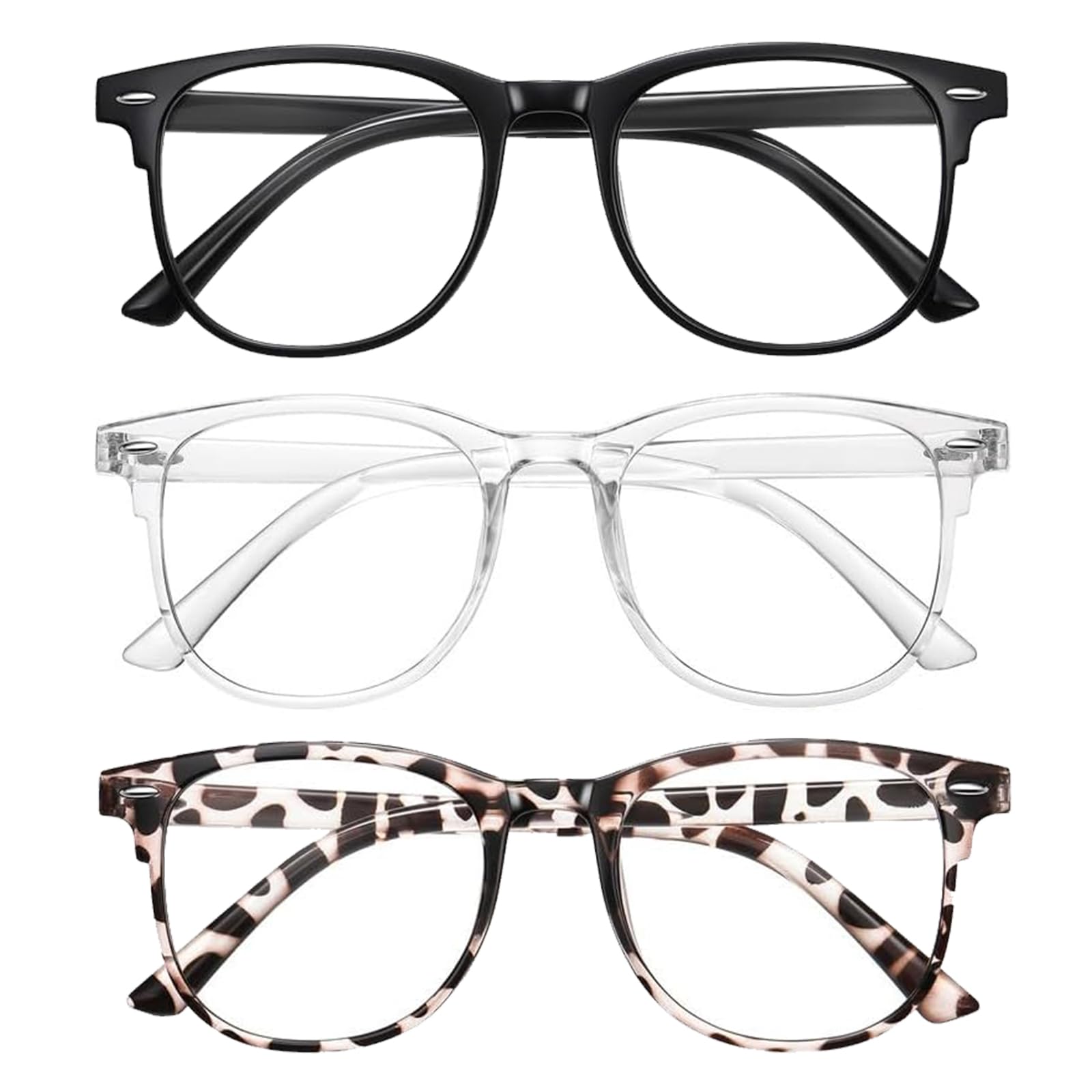 FEXPDL Blue Light Blocking Glasses 3 Packs Anti Glare Glasses, Lightweight Blue Light Glasses Womens Computer Glasses Blue Light Blocking, Fashion Blue Light Glasses for Women & Men, ZXAY139