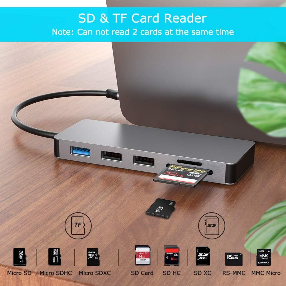 USB C HUB, 7 in 1 MacBook Pro 13/15 Inch Adapter Accessories with USB 3.0/2.0 Ports, TF/SD Card Reader, 4K HDMI Port, USB C Power Delivery, Compatible with MacBook Air/MacBook Pro 2017-2019: Computers & Accessories
