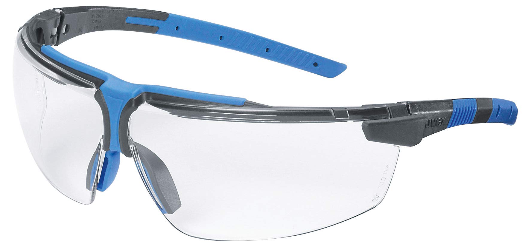 Uvex i-3 Safety Glasses - Anti-Fog - Scratch and Chemical Resistant - Work Spectacles - Blue/Black - Transparent