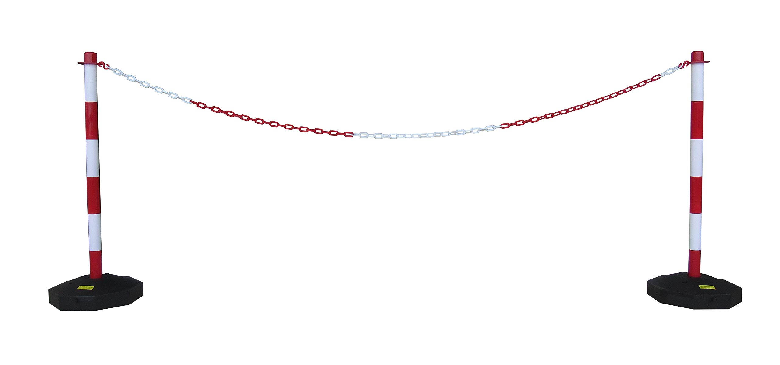 GC2-CH2 Pair of Plastic Posts with 2 m Plastic Chain (Red White, 2 m)