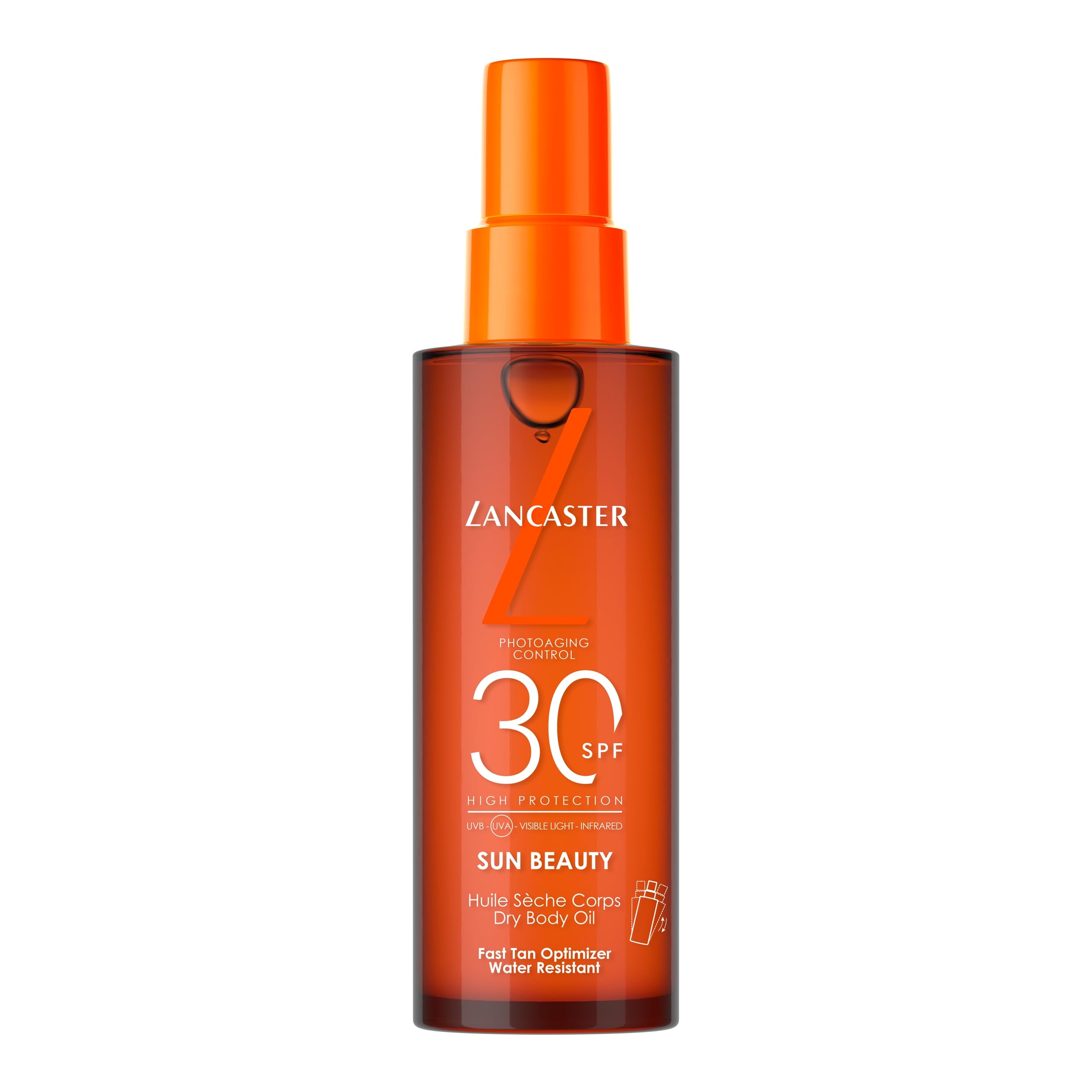Lancaster Sun Beauty Dry Body Oil SPF30 150ml, Photoaging Control, Broad Spectrum Sun Protection, Fast Tan Optimizer, Water Resistant Formula, Dries Invisible, Suitable for All Skin Types