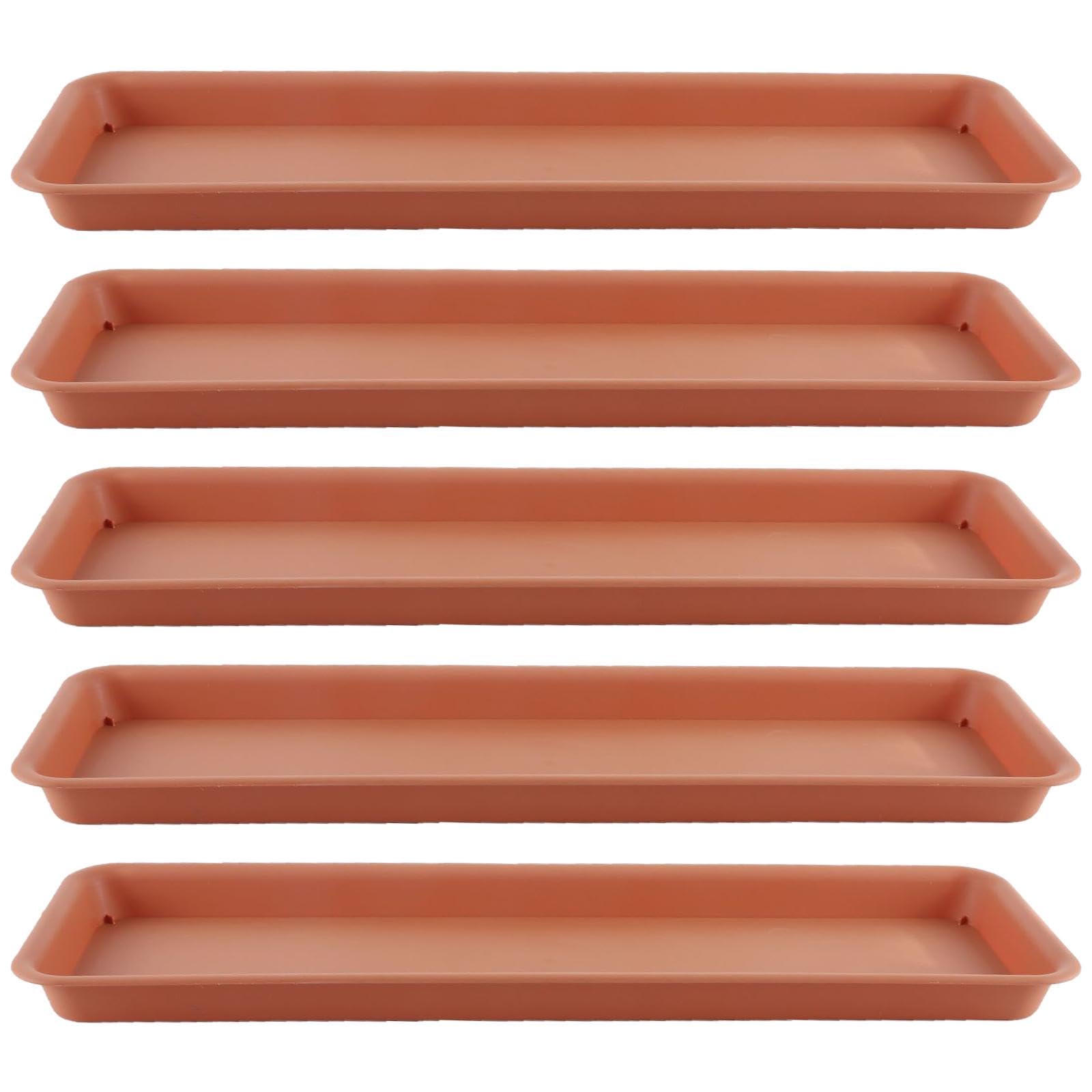 Baoblaze 5x Plant Saucers Plant Trays Rectangular Plants Pot Saucers Flower Pot Drainage Tray for Windowsill Indoors Outdoor,Red-48 * 19 * 2.5cm