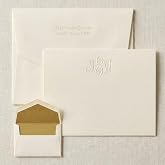 Personalized Classic Monogrammed Embossed Flat Cards with Matching Envelopes | Horizontal 4.5" x 6.25" | Triple-Thick 140 lb Cardstock | Embossed Personalization | Set of 25 | Made in USA