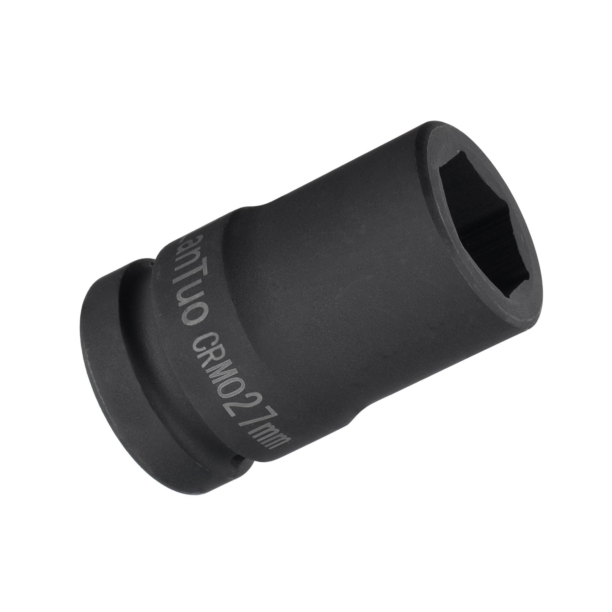 MACHSWON 1 Inch Drive - 27mm Deep Impact Socket with 6 Point Design, Heat-Treated Cr-V Steel 80mm Length, Metric Sizes
