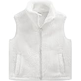 Spring&Gege Girls Boys Sherpa Fleece Vest Sleeveless Outerwear Zipper Jacket Fall Winter Warm Coat with Pockets
