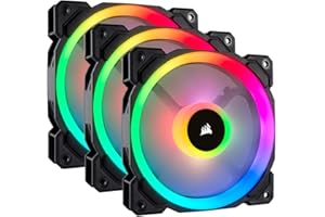 Corsair LL Series LL120 RGB 120mm Dual Light Loop RGB LED PWM Fan 3 Fan Pack with Lighting Node Pro (CO-9050072-WW), Black, Compatible with Desktop