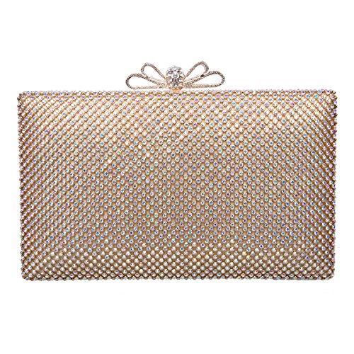 Fawziya Bow Purse For Women Rhinestone Crystal Evening Clutch Bags-ABGold