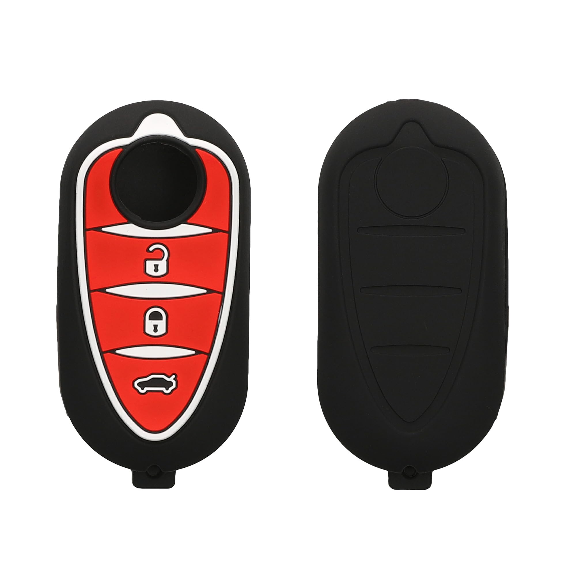 kwmobile Key Cover Compatible with Alfa Romeo 3-Button MiTo Giulietta Brera 159 - Soft Silicone Car Key Fob Holder Protector Case - Black/Red