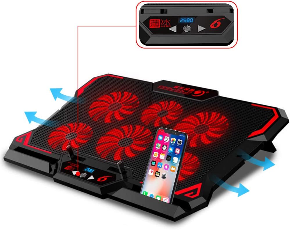 Laptop Cooling Stand 6 Fans, 13"17" Ultra Slim Notebook Radiator 2 USB