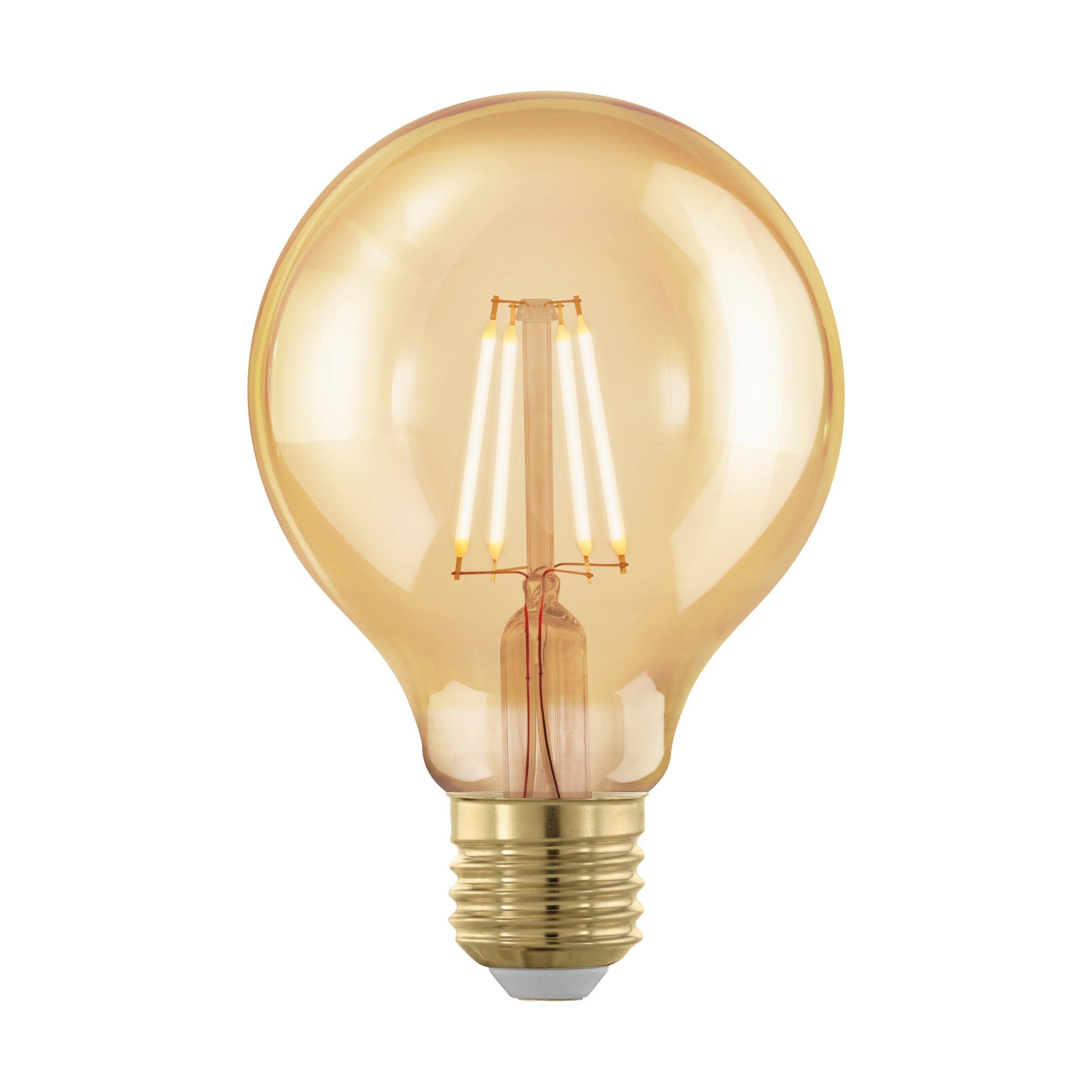 EGLO LED E27 Dimmable, Golden Vintage Bulb, LED Globe for Retro Lighting, 4 Watt (equivalent to 30 Watt), 320 Lumen, E27 LED Warm White, 1700 Kelvin, LED Bulb, Edison Bulb G80, Ø 8 cm (3.14")