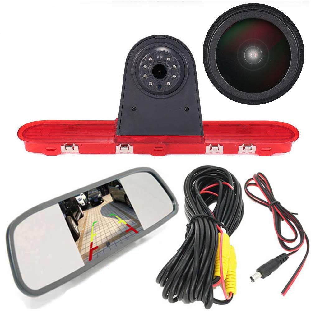 〔18mm Lens Camera + 4.3'' Rearview Mirror〕Car HD waterproof 3rd Brake Light Reverse Camera Kit for Citroen Dispatch/Toyota Proace/Peugeot Expert Traveller van 3 transporter 2016