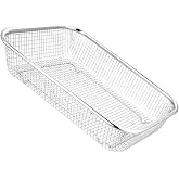Angoily Multi-Function Mesh Strainer Basket Stainless Steel Fruit Strainer and Vegetable Washing Colander Rectangular Draining Basket for Kitchen 14.56 X 10.62 X 2.95 in