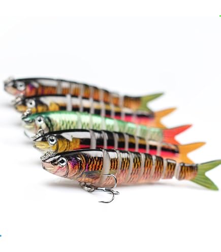 Robotic Swimming Fish Lure 5-Pack Multi-Jointed Swimming Fishing Lures - Bass Pike Trout Salmon Lure Set For All Skill Levels Multi Jointed Bass Lures Robotic Swimming Fish Lure 5-Pack Multi-Jointed Swimming Fishing Lures - Bass Pike Trout Salmon Lure Set For All Skill Levels Multi Jointed Bass Lures