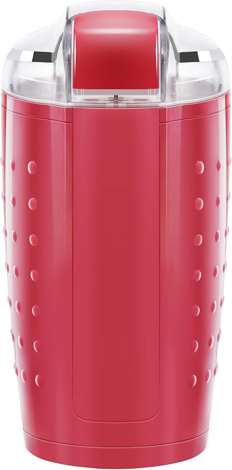 Chefman Electric One-Touch Coffee-Grinder for Fresh Coffee-Grounds, Durable Stainless Steel Blades, 100 Gram/ 3.5 oz. Bean Capacity, for Up to 12 Cups of Coffee, Powerful 150 Watt, Red
