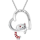 PYTALI Diamond Red Panda Necklace for Women S925 Sterling Silver Heart Lab Grown Diamond Red Panda Necklace Gift for Mom Her