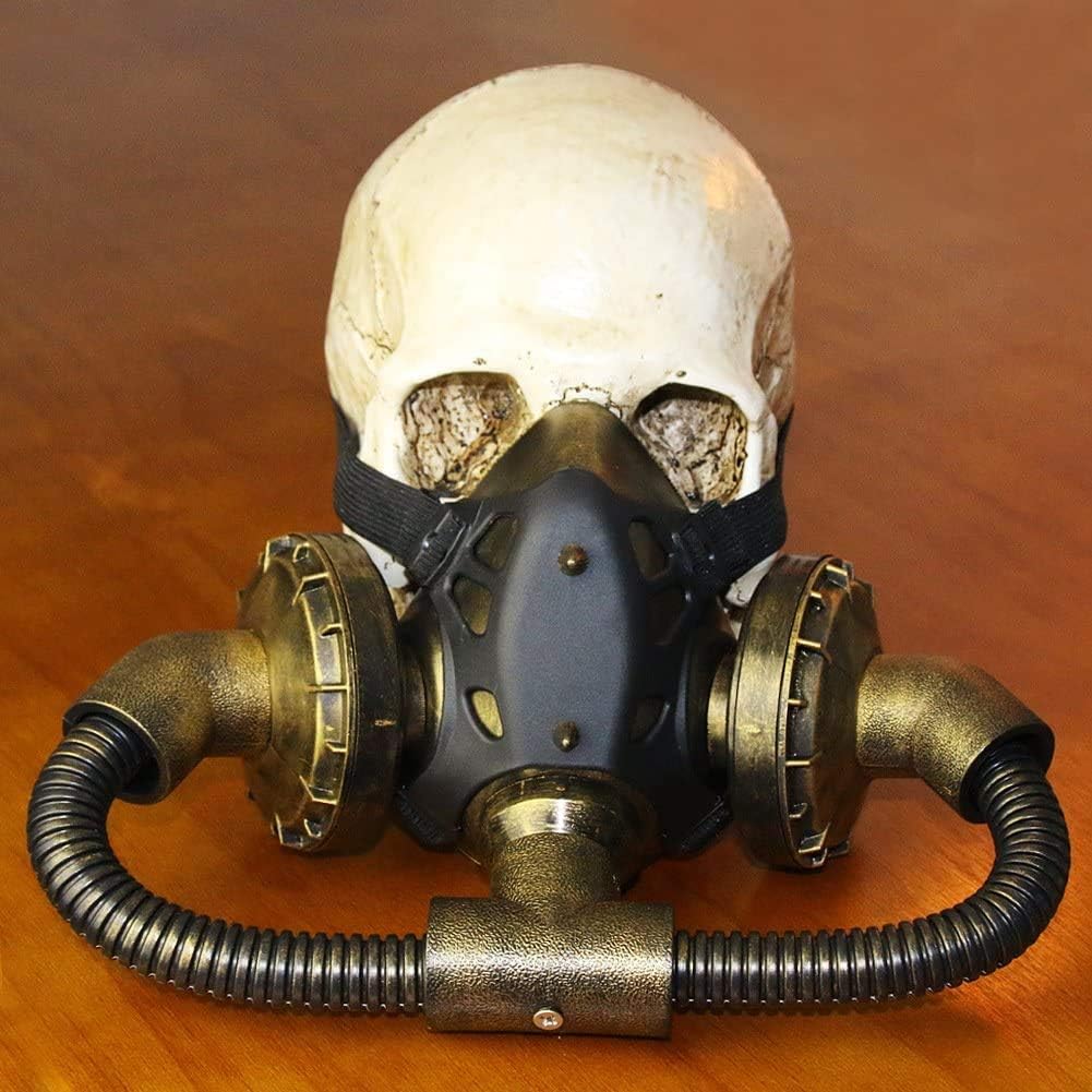 QAZXCV Cosplay Photo Props Head-Mounted Steampunk Skull Head Retro Gas Mask -Halloween Costume Mask, Anime Gift for Masquerade Party Ball Prom