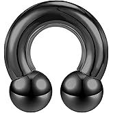 ZS Surgical Steel Horseshoe Circular Barbell, 00G 0G 2G 4G 6G 8G 12G 16G PA Rings, CBR Nose Septum Nipple Tragus Lip Ear Body Piercing Jewelry