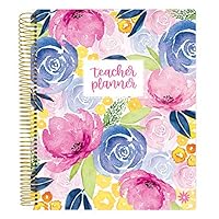 bloom daily planners Undated Academic Year Teacher Planner - Lesson Plan Calendar Book - 9" x 11" - Watercolor Floral
