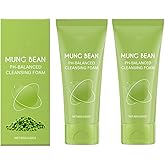 Soelegant 2 Pack Mung Bean Cleansing Foam,Deep Pore Cleansing Face Wash,Gentle Soothing Daily Facial Cleanser for Acne-prone Sensitive Skin,pH-Balanced Moisturizing Skincare for Men and Women