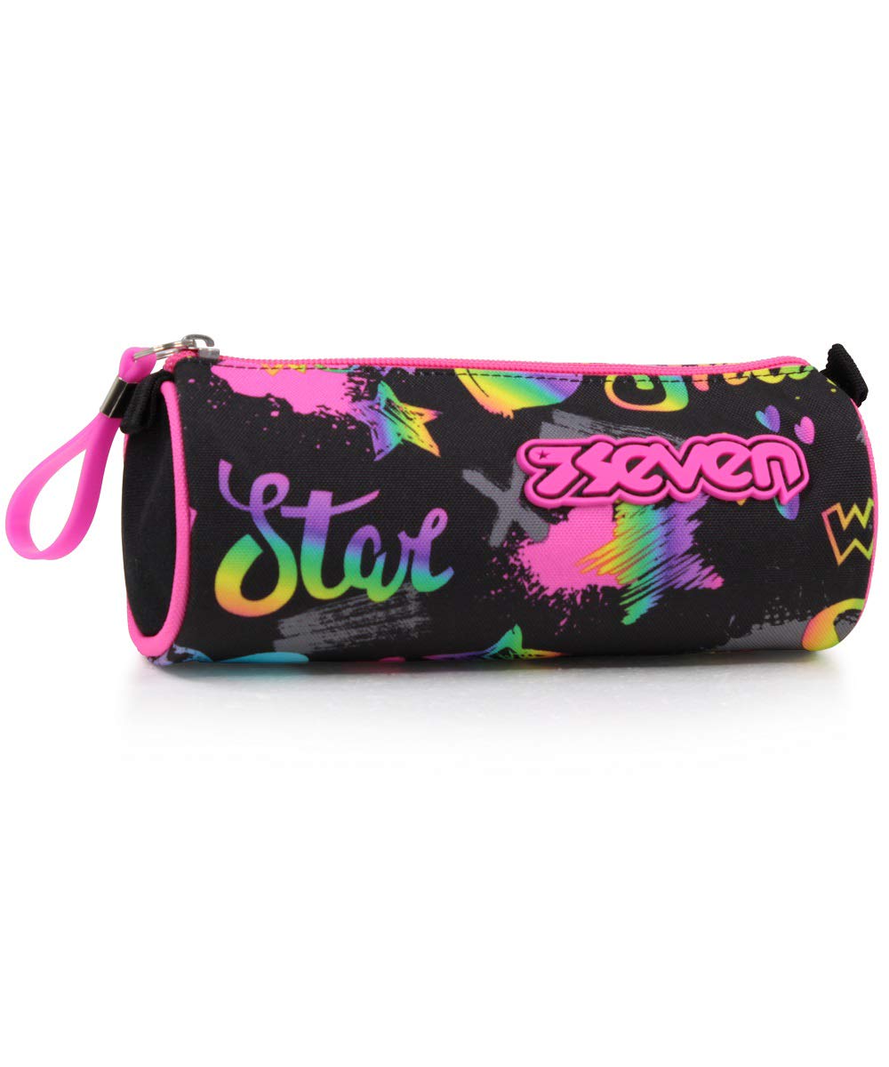 Seven Pencil case - Pen bag, multicolor, Box for Stationery, Pen Pouch for Teen Girls and Boys, Perfect for School Supplies, black, IRIDESCENT