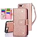 iPhone 7 Plus Case, iPhone 8 Plus Case,TabPow 10 Card Slot - [ID Slot] Wallet Folio PU Leather Case Cover with Detachable Magnetic Hard Case for iPhone 7 Plus/iPhone 8 Plus (5.5 Inch) - Rose Gold