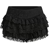 Verdusa Women's Y2K Lace Ruffle Shorts Tiered Layered Bloomers Elastic Low Waist Micro Shorts