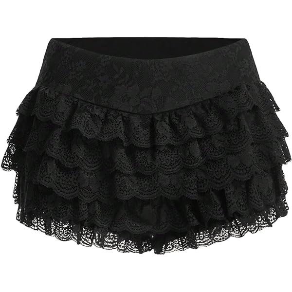 ACLENT Lace frill short pants ブラック レースフリルショート