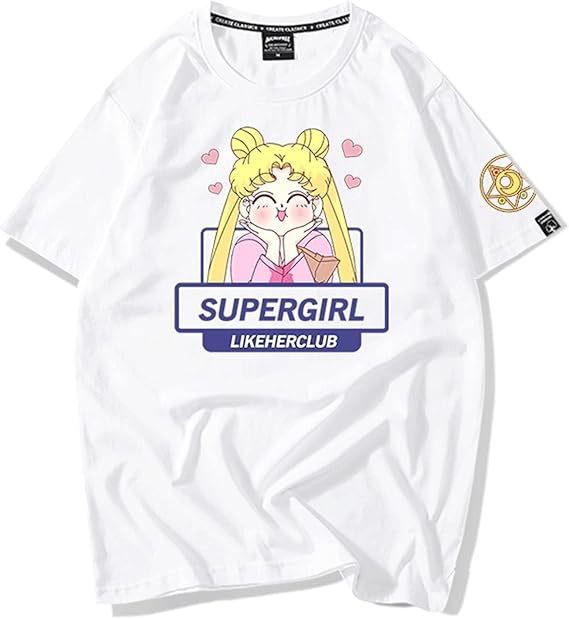 Amazon 夏服 クルーネック 半袖tシャツ Tシャツ 半袖 トップス ティーシャツ 美少女戦士セーラームーン レディース 女性 学生 春 夏 おしゃれ 大きいサイズ かわいい 面白い 21年新型 Tシャツ カットソー 通販