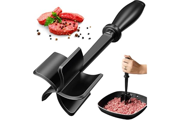 Professional Heat Resistant Nylon Meat Chopper and Potato Masher, BENIFILE Ground Beef & Turkey Safe for Non-Stick Cookware,
