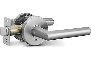 Berlin Modisch Privacy Lever Door Handle Sleek Round Easy to Open Locking Lever Set [for Bedroom or Bathroom] Reversible for Right & Left Sided Doors Heavy Duty - Satin Nickel Finish