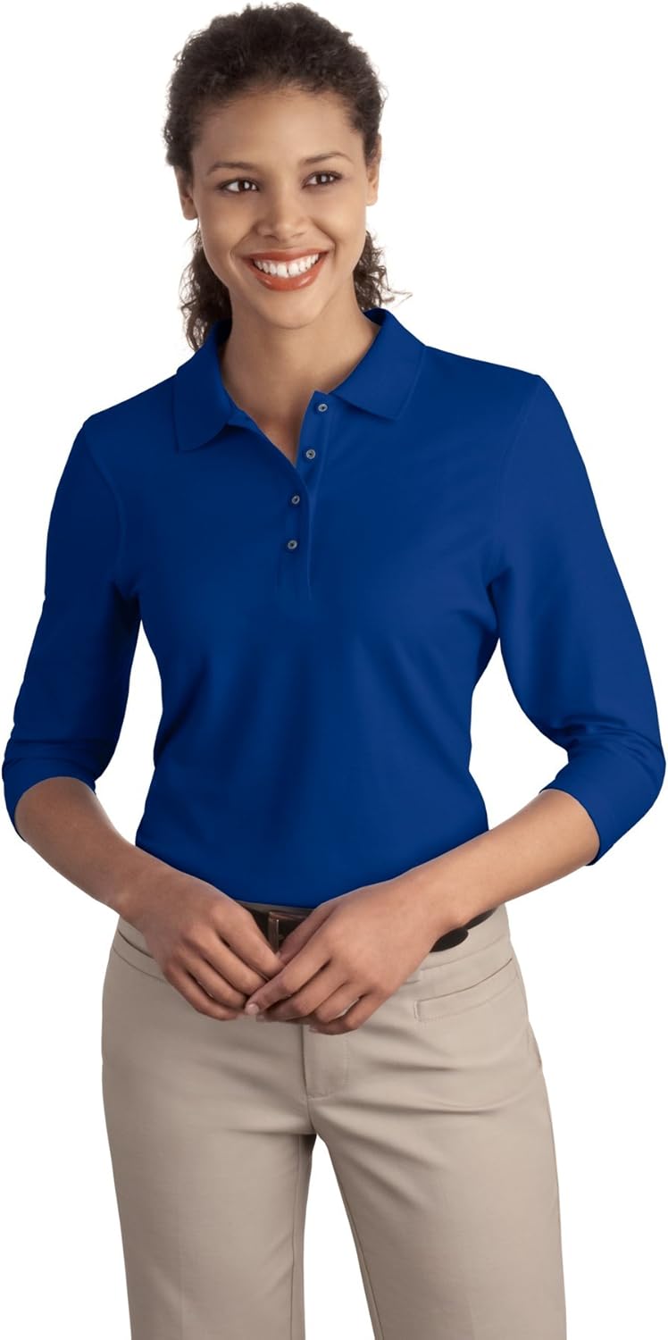 Port Authority Women's Silk Touch 3/4Sleeve Polo: Clothing