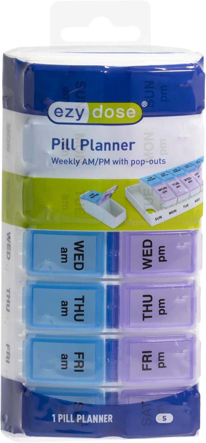 Ezy Dose Weekly AM/PM Travel Pill Organizer and Planner │ Removable AM/PM Compartments │ Great for Travel (Small): Health & Personal Care