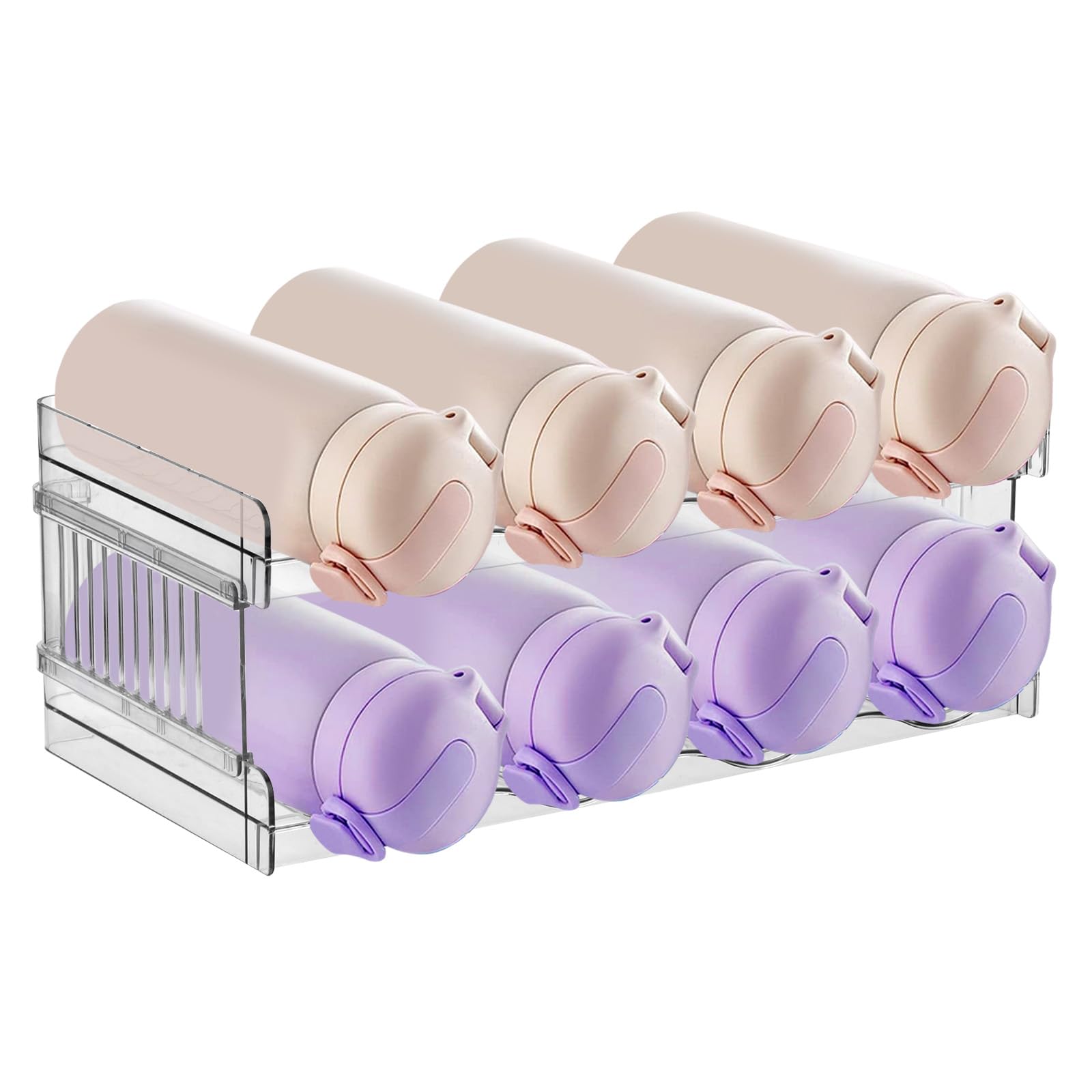 2 Bottle Holder Bottle Rack Stackable Plastic Wine Rack for 8 Bottles Water Bottle Organiser Bottle Storage Wine Bottle Holder for Fridge Cabinet Kitchen Pantry
