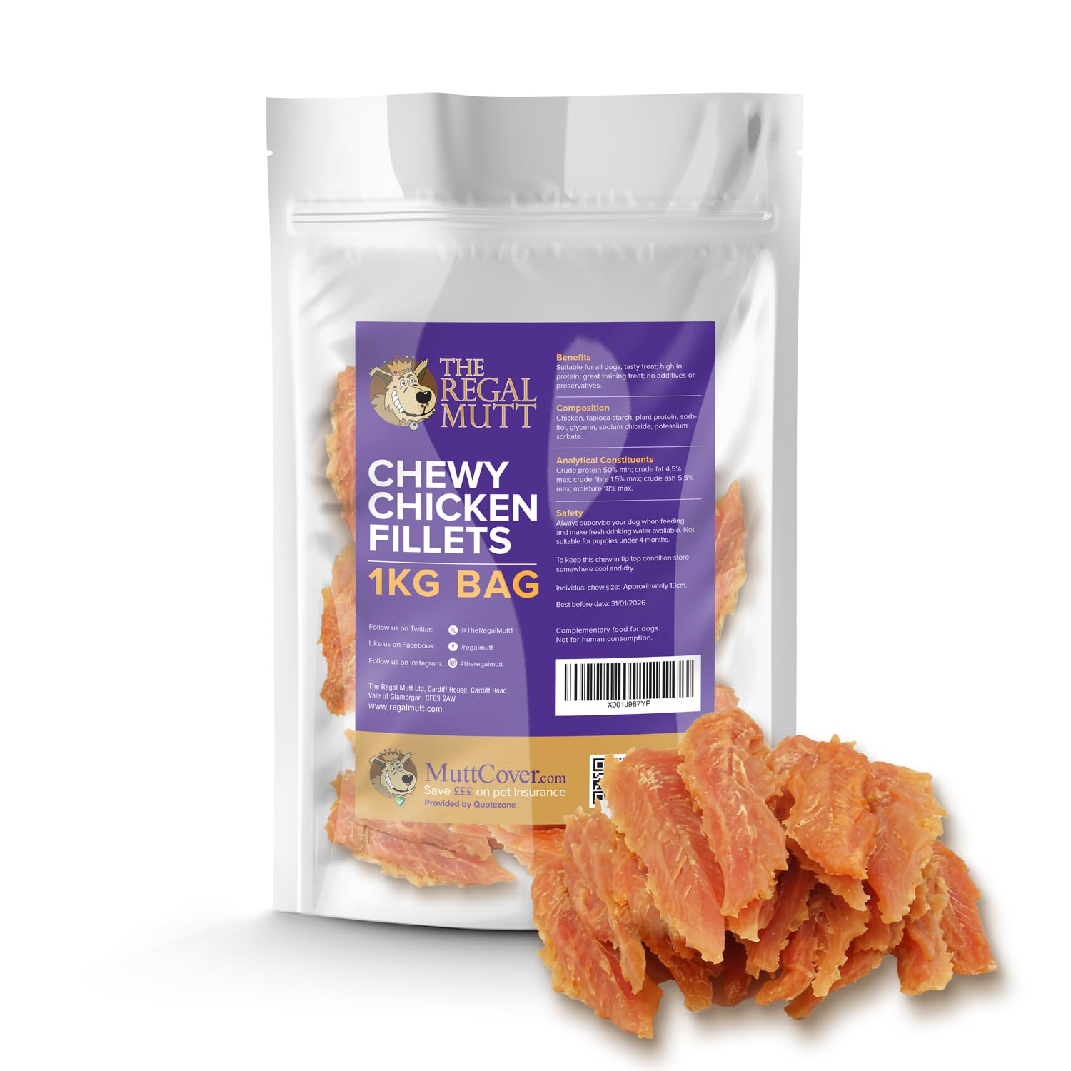 The Regal Mutt - Chewy Chicken Fillets - 1kg Bag — image 1