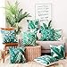 ULOVE LOVE YOURSELF Tropical Leaves Throw Pillow Covers Palm Leaf Decorative Pillow Cases Farmhouse Summer Decor Cushion Covers 18 X 18 Inch,4 Pack for Sofa Couch Porch(Plants-1)