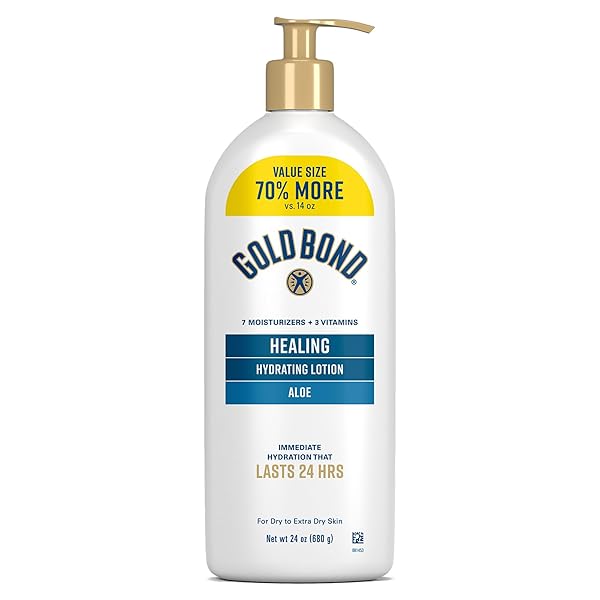 GOLD BOND HEALING HYDRATING LOTION WITH ALOE MOISTURIZES, HEALS & SMOOTHS DRY SKIN, DELIVERS IMMEDIATE 24-HOUR HYDRATION, VALUE SIZE, 24 OZ.