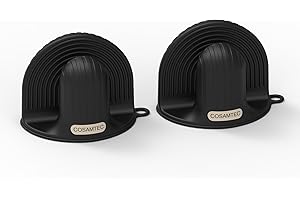 Cosamtec Silicone Oven Mitts Heat Resistant Mini Oven Gloves and Pot Holders Set for Kitchen Non Slip Waterproof Pinch Grips for Cooking and Baking Set of 2